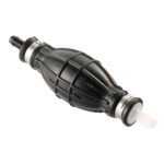 Black rubber fuel primer bulb with fittings