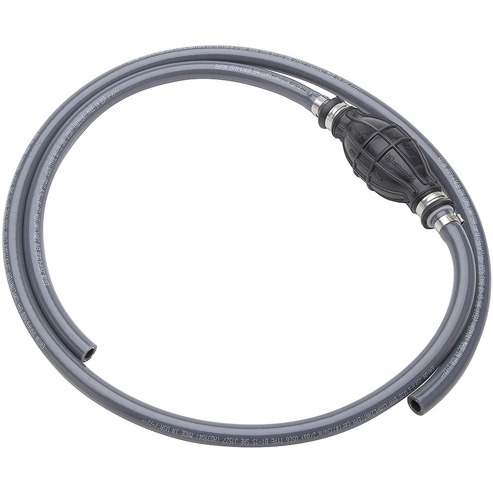 Marine fuel line hose with primer bulb