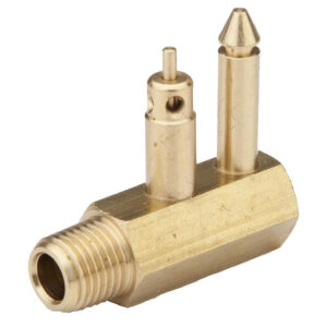 Brass gas jet for stoves and heaters.
