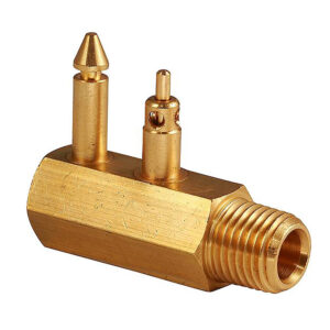 Brass gas refiller adapter with threaded end