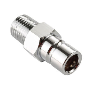 Metal pipe connector fitting, threaded and smooth end.