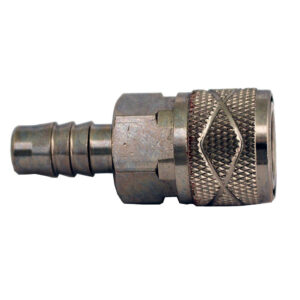 Metal hose connector fitting close-up