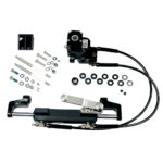Hydraulic steering system components kit with hoses and bolts.