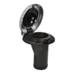Black and silver marine deck fill cap