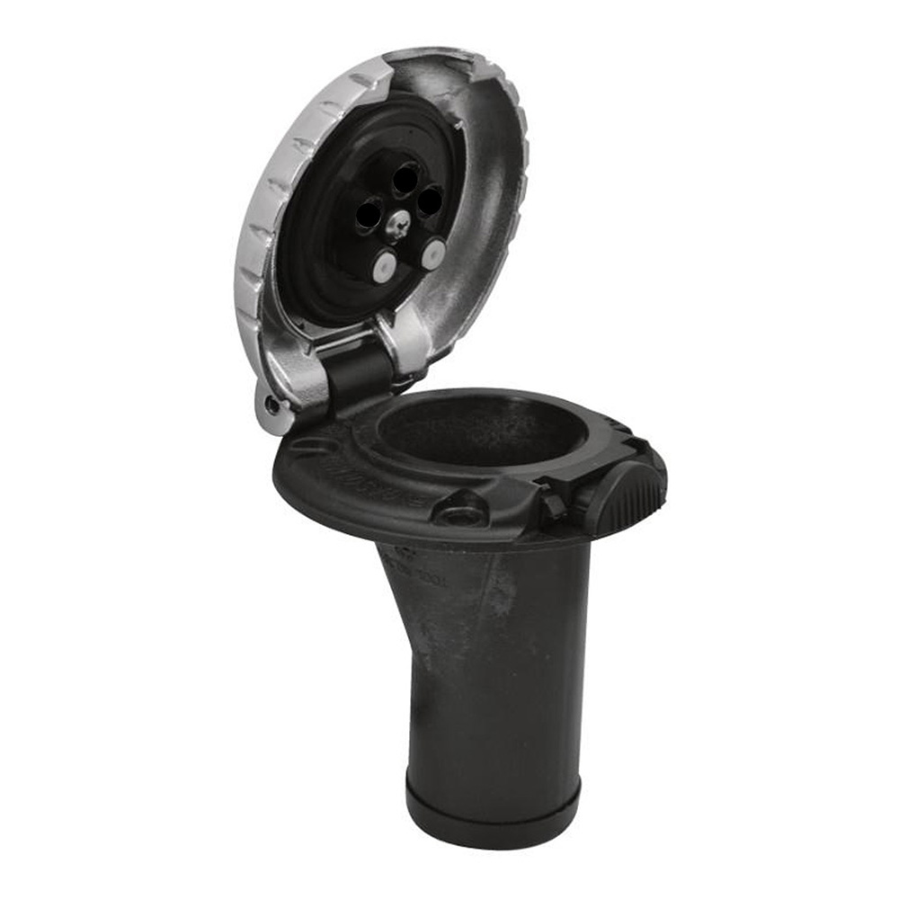 Black and silver marine deck fill cap