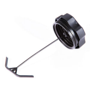 Black fuel cap with attached dipstick.