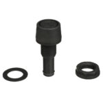 Black wheel hub cap with gasket and nut