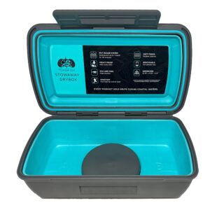 Toadfish Stowaway Drybox with waterproof features open