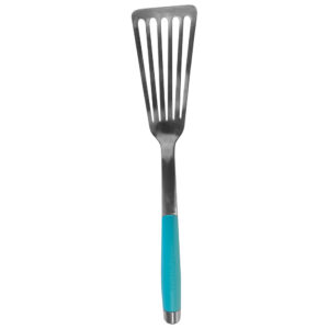 Stainless steel spatula with blue handle