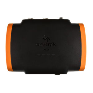 em-trak AIS device with black and orange design