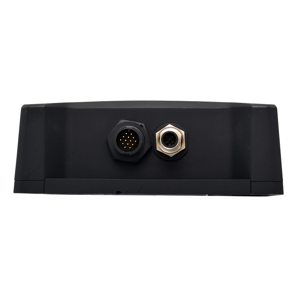 Black device connectors, rear view