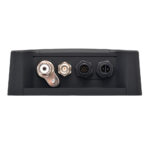 Black electronic device, multiple connectors shown.