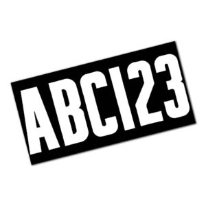 Stencil text ABC123 on black background