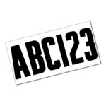 Black text ABC123 on white background