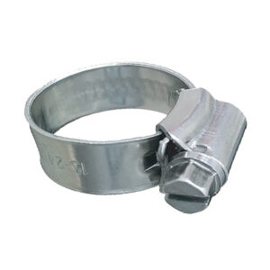 Metal hose clamp for secure tube connections.