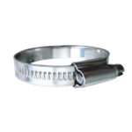 Stainless steel hose clamp for securing hoses.