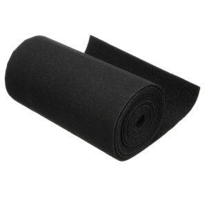 Rolled black foam mat for flooring or crafting.