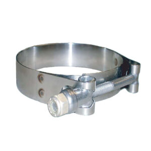 Stainless steel hose clamp with screw adjustment
