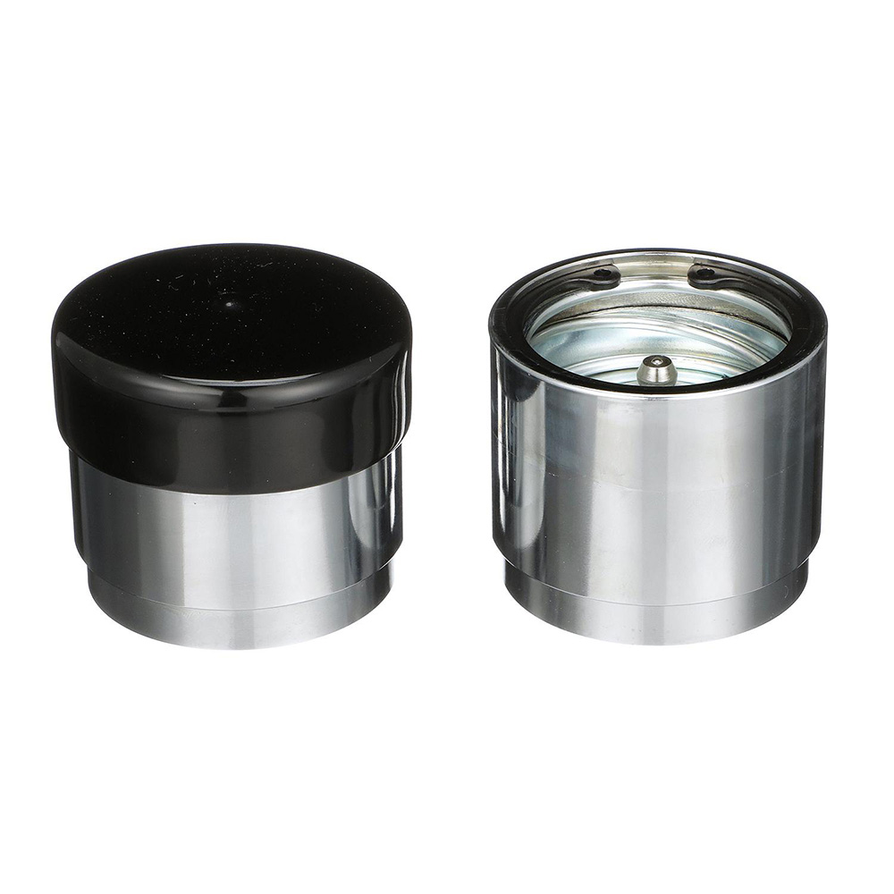 Two stainless steel stoppers for wine bottles.