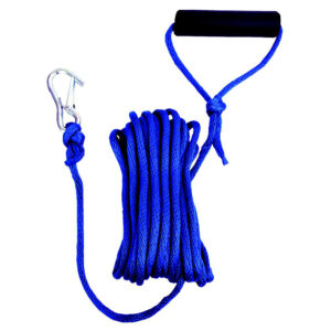 Blue tow rope with handle and clip