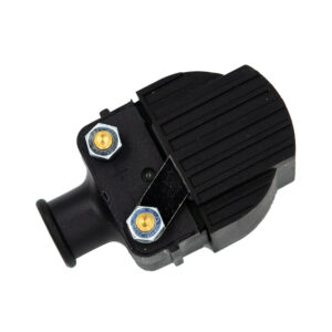 Black electrical socket with mounting screws