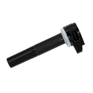 Ignition coil for vehicles, black and white component.