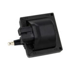 Black electrical component with connector and mounting plate.