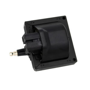 Black electrical component with connector and mounting plate.