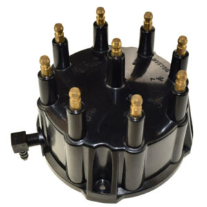 Ignition distributor cap with eight terminals.