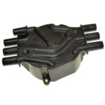 Black engine distributor cap for vehicles.