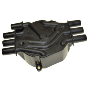 Black engine distributor cap for vehicles.