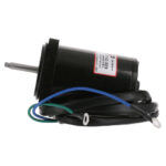 Black electric motor with wires and label