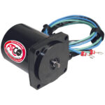 Marine electric motor with wiring harness.