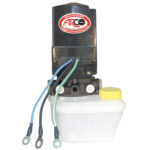 Marine electric hydraulic pump with wires and reservoir