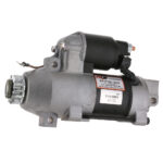 Automotive starter motor, silver and black color.
