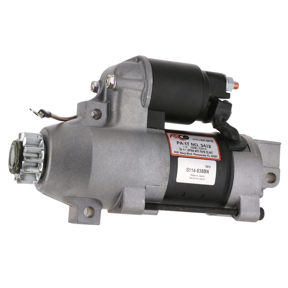 Automotive starter motor, silver and black color.