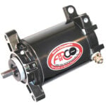 Marine electrical starter motor with red logo.