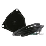 Black disc horn with attached wiring