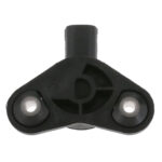 Black plastic automotive connector with two bolt holes.