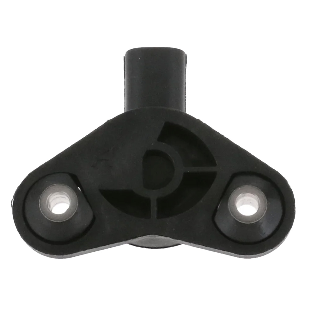 Black plastic automotive connector with two bolt holes.