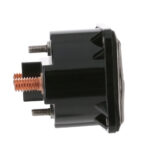 Black automotive relay with copper terminals.