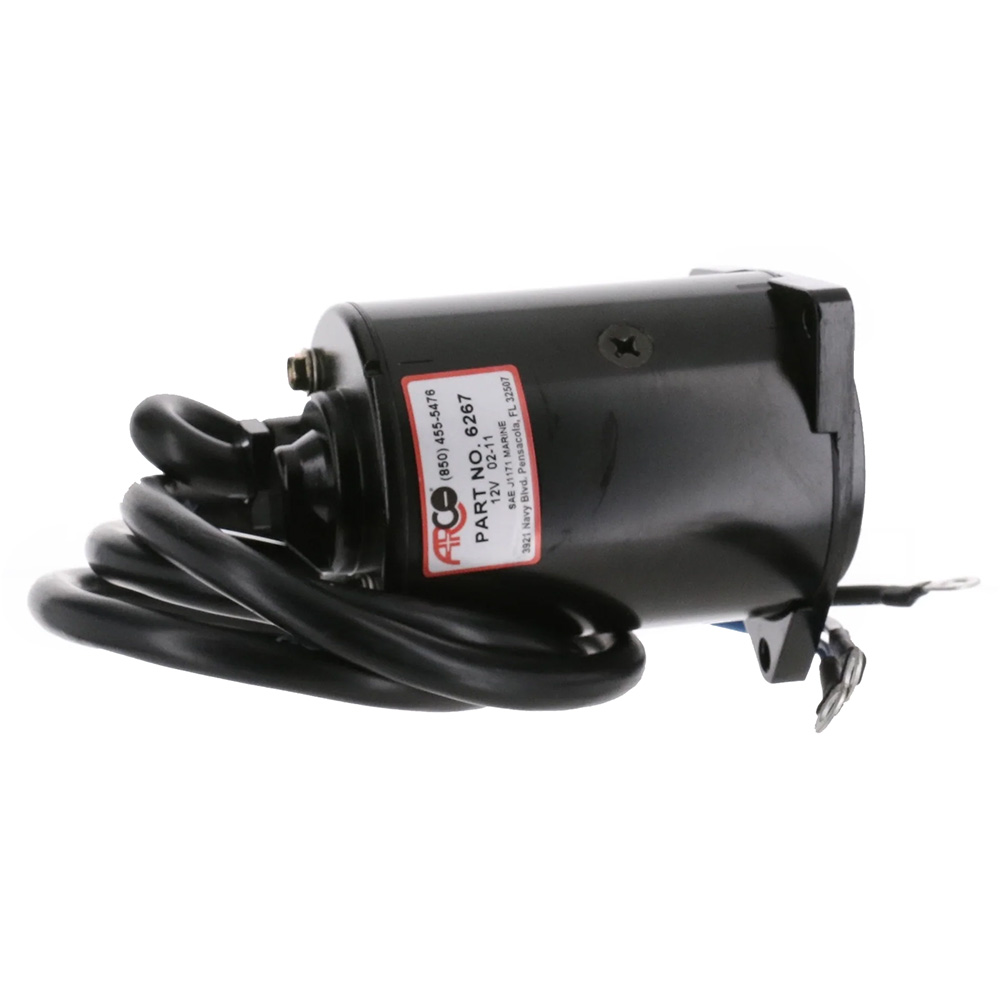 Black electric motor with attached cables