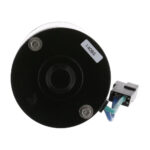 Round electronic component with wires and connector
