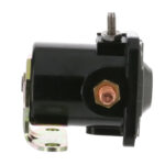Black automotive starter solenoid close-up