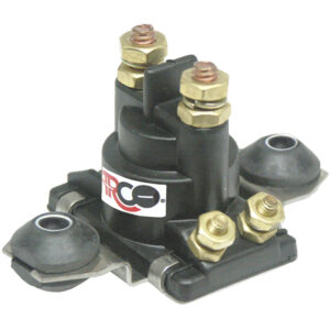 Electrical solenoid with metal bolts and label