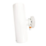 White industrial pipe vent with valve attachment.