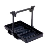 Black plastic battery holder with handles.