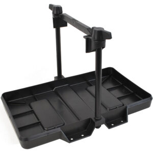 Black plastic tray for oil change
