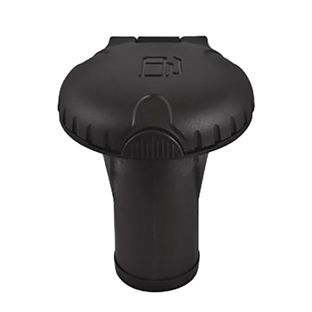 Black gas cap for automotive fuel tank