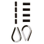 Cable ferrules and thimbles for wire rope assembly.